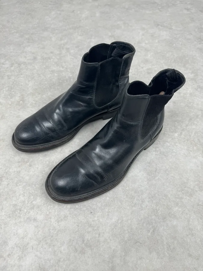 2000s Prada Black Biker Leather Minimalist Boots - Image 5