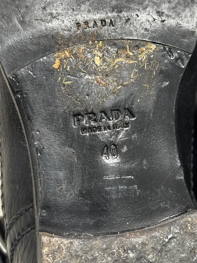 2000s Prada Black Buckle Leather Grained Boots - Image 8