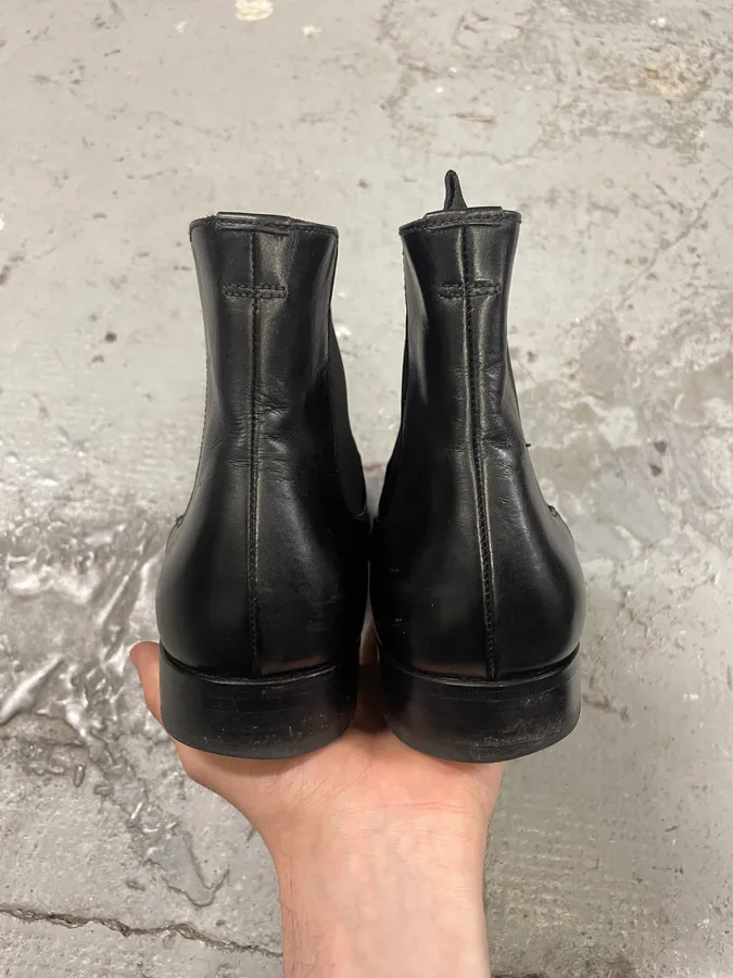 2000s Prada Black Chelsea Leather Boots - Image 6