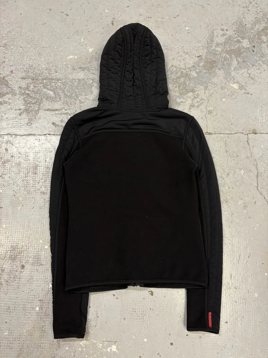 2000s Prada Black Fleece Quilted Linea Rossa Zip-up Jacket - Image 2