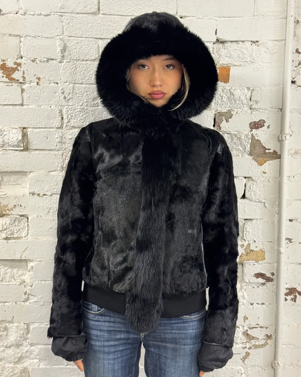 2000s Prada Black Goat Fur Jacket - Image 2