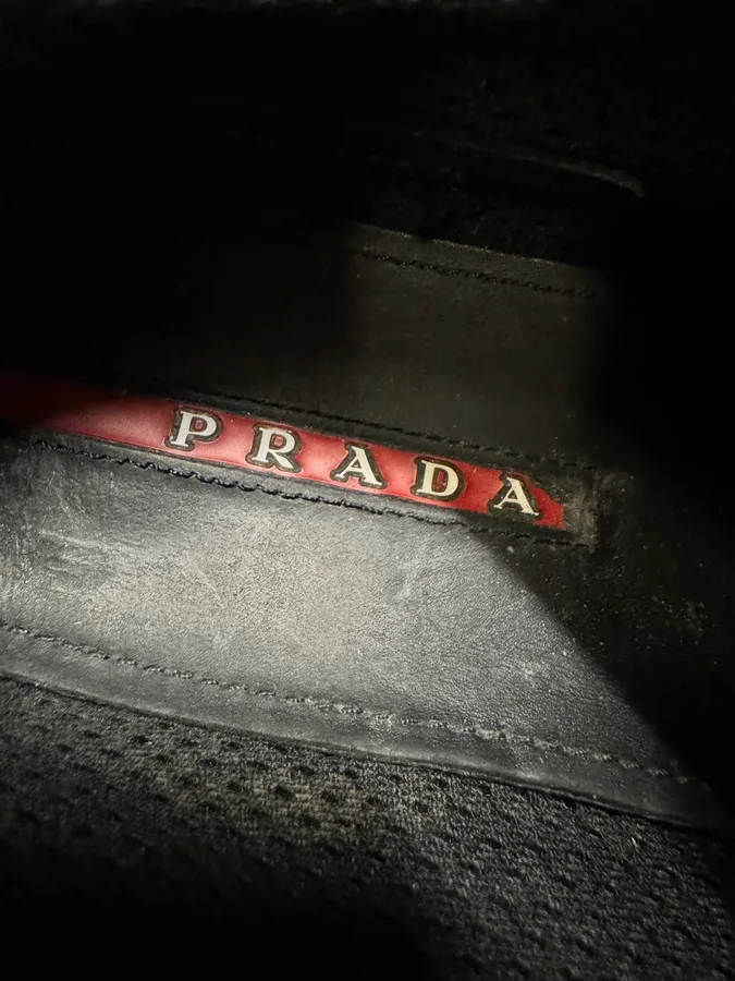 2000s Prada Black Green America’s Cup Leather Sneakers - Image 8