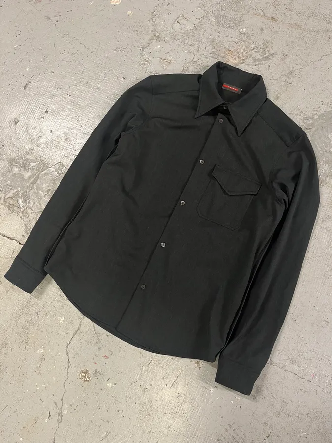 2000s Prada Black Heavy Shirt - Image 4