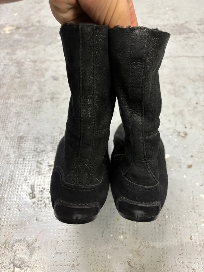 2000s Prada Black High Laced Boxing Suede Shoes - Image 4