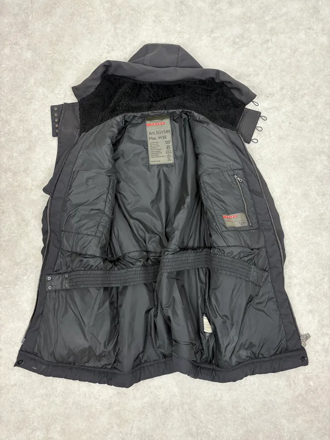 2000s Prada Black Hooded Parka Ski Jacket - Image 8