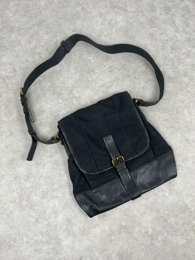 2000s Prada Black Hybrid Nylon Leather Shoulder Bag - Image 5