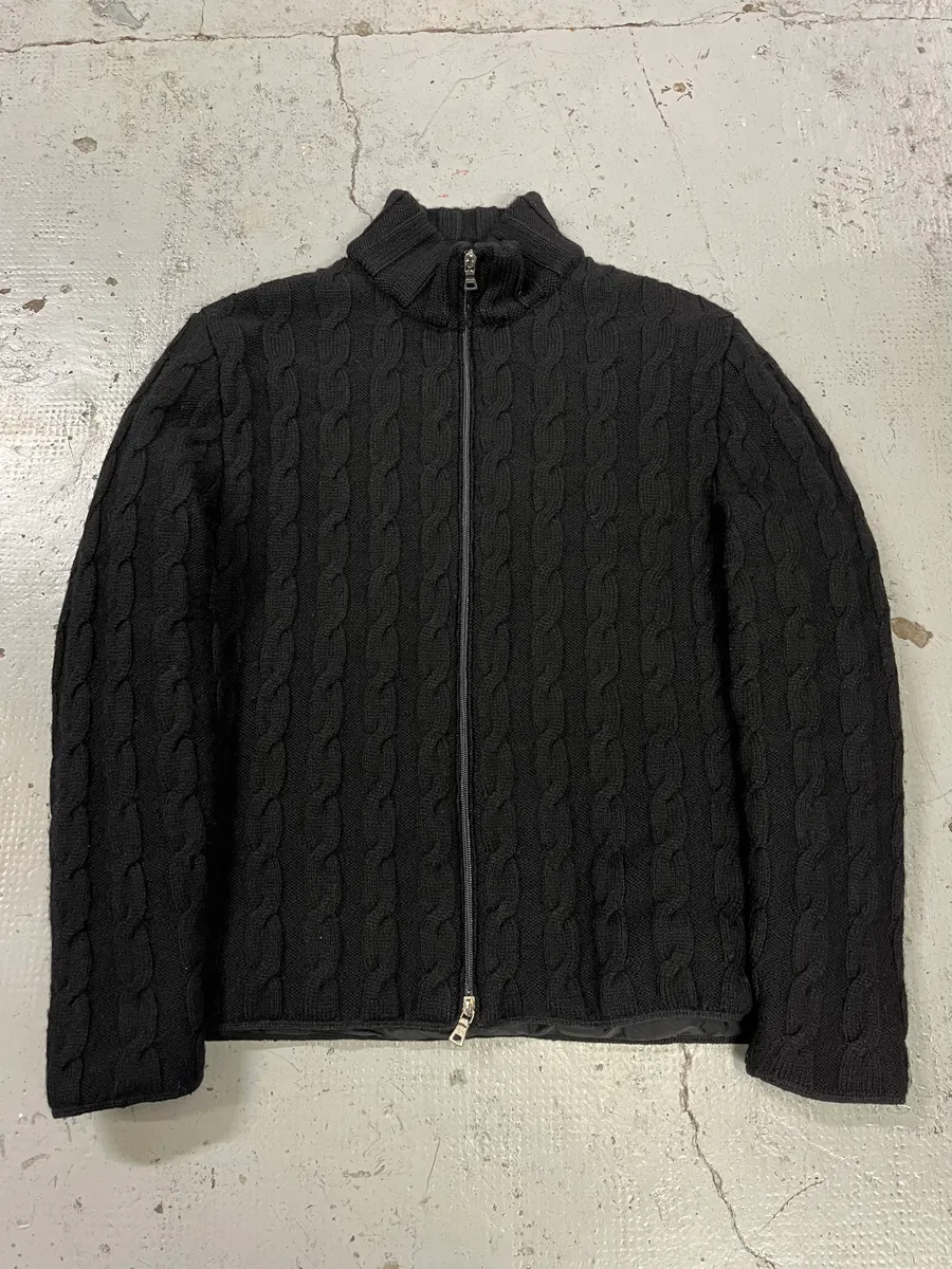 2000s Prada Black Knit Wool Jacket