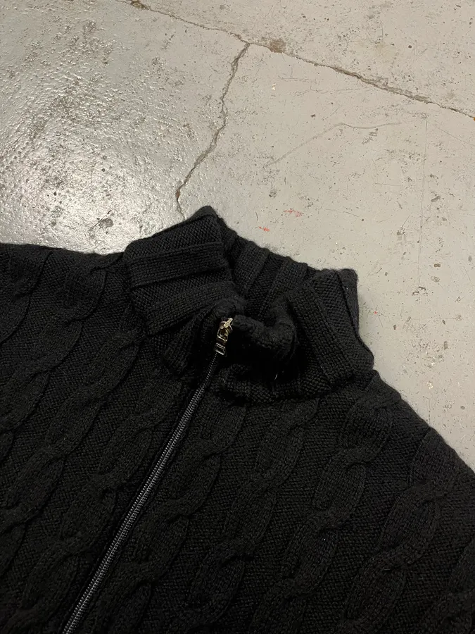 2000s Prada Black Knit Wool Jacket - Image 5