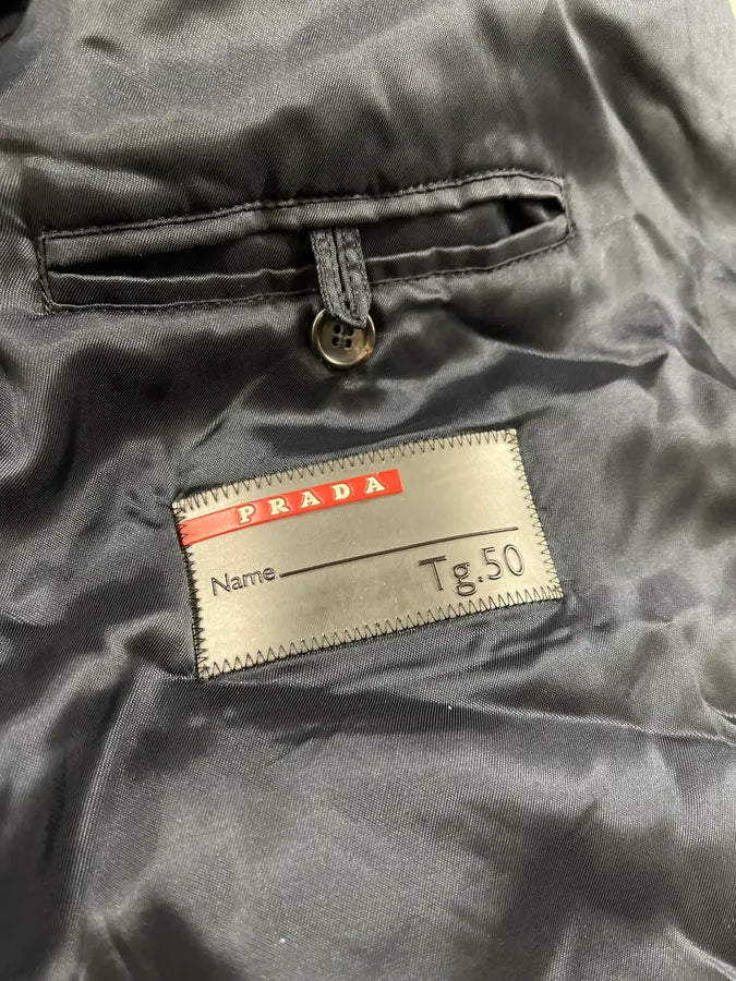 2000s Prada Black Lamb Leather Hooded Nylon Jacket - Image 14