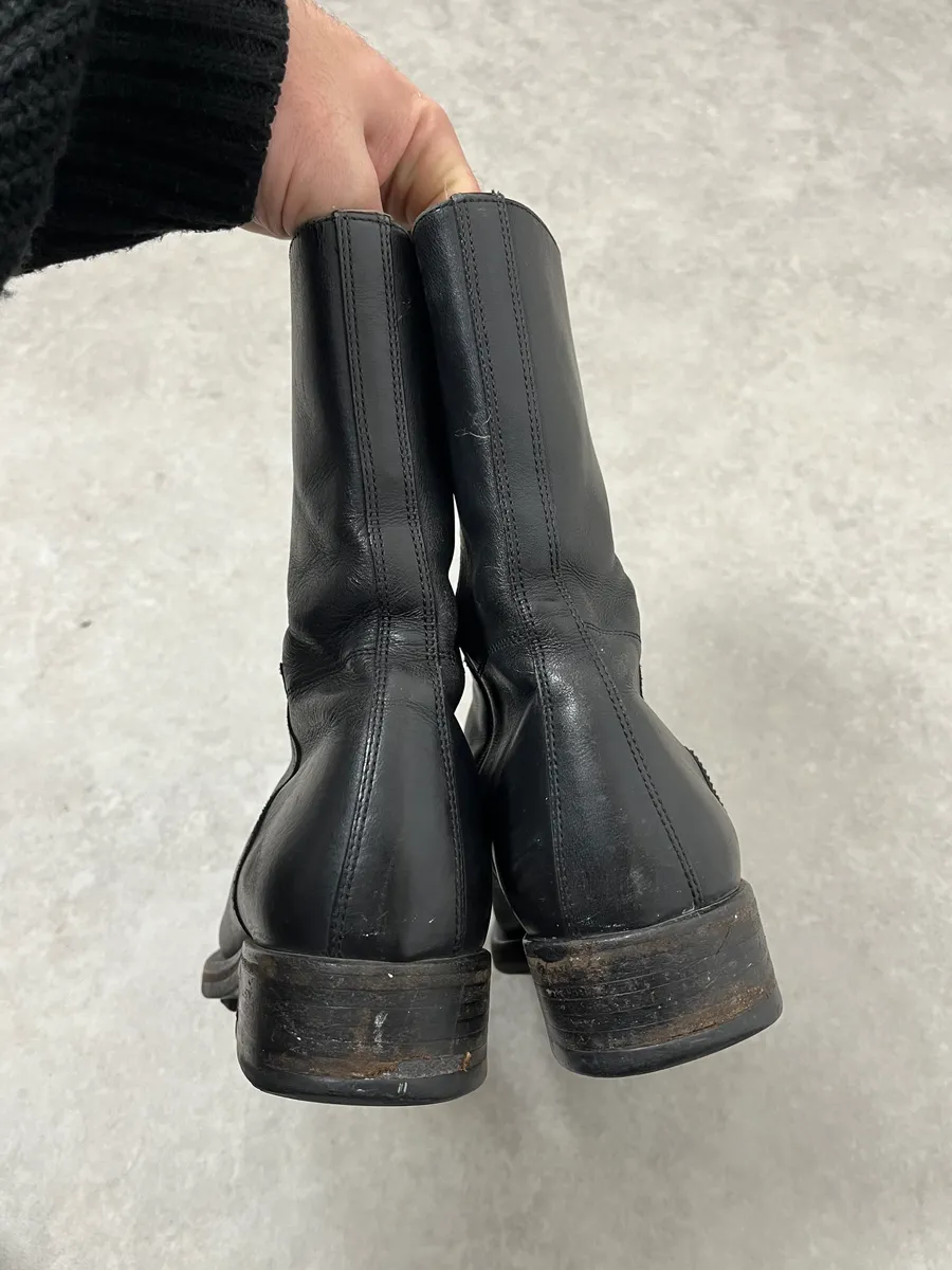 2000s Prada Black Leather Ankle Boots - Image 8