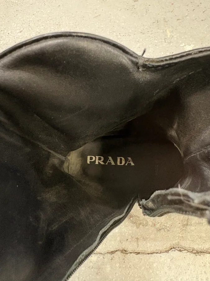 2000s Prada Black Leather Ankle Boots - Image 10