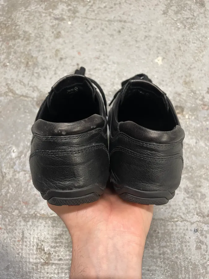 2000s Prada Black Leather Army Low Sneakers - Image 7