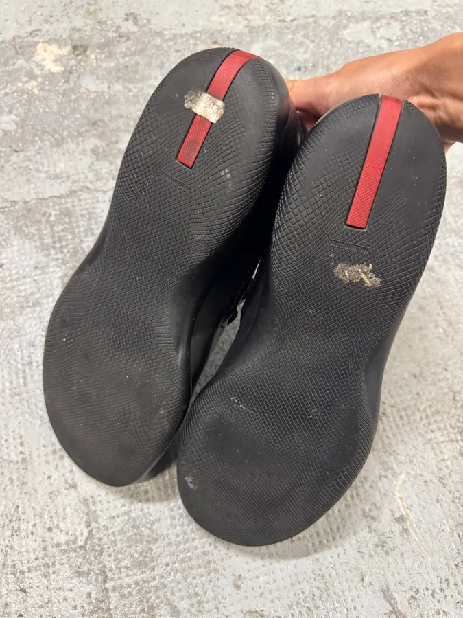 2000s Prada Black Leather Boat Loafers - Image 8