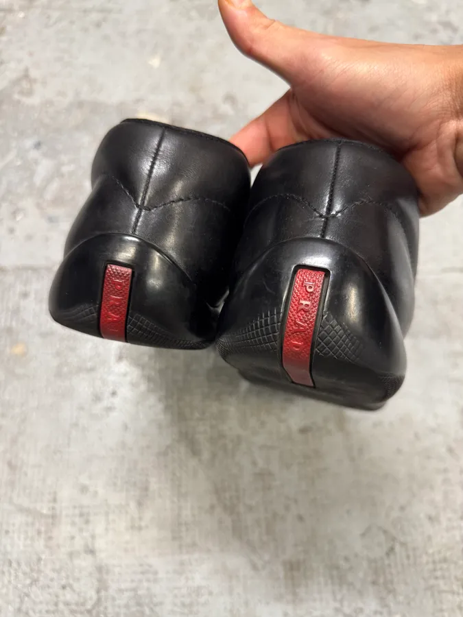 2000s Prada Black Leather Boat Loafers - Image 9