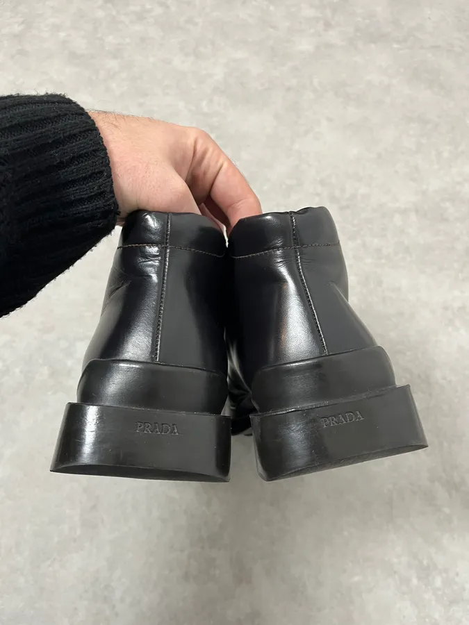 2000s Prada Black Leather  Boots - Image 4