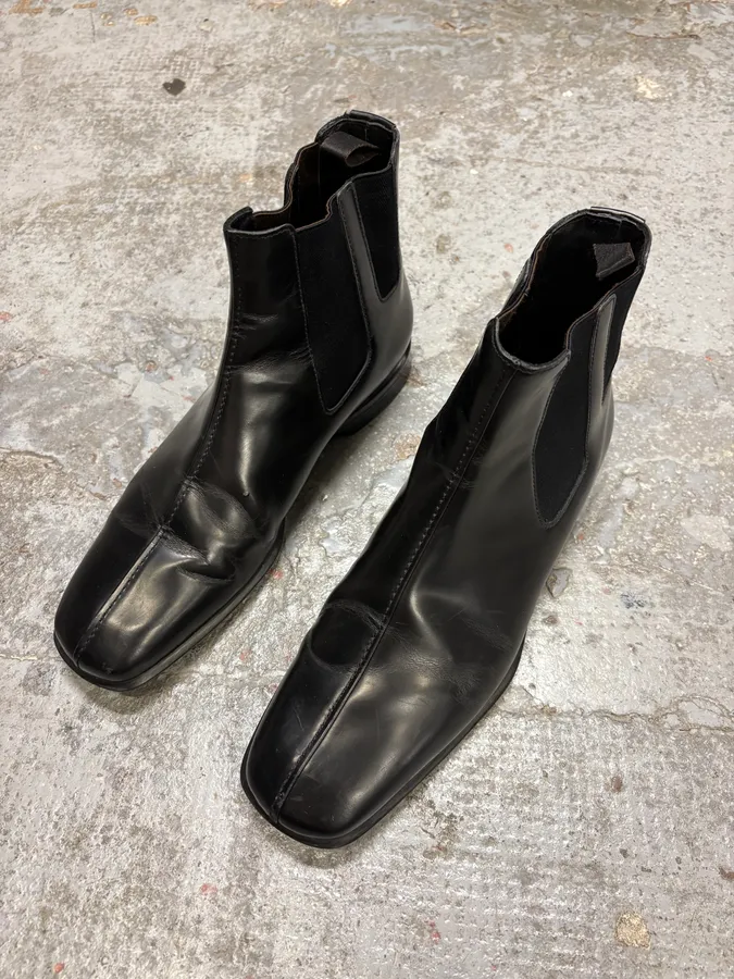 2000s Prada Black Leather Boots - Image 3