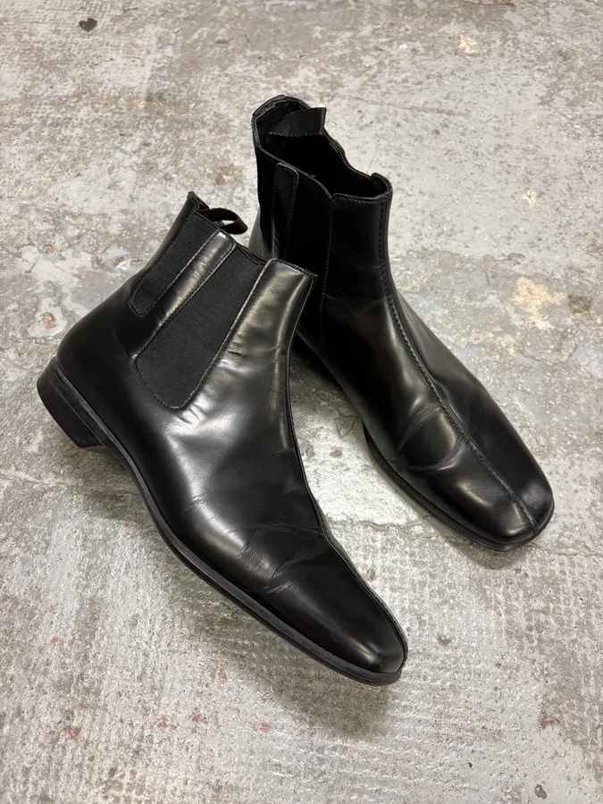2000s Prada Black Leather Boots - Image 5