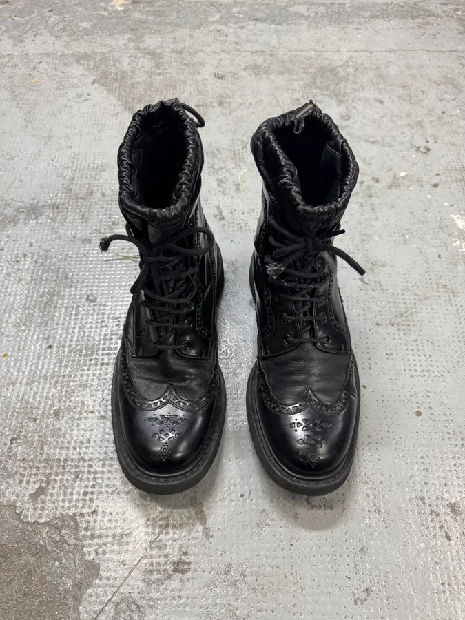 2000s Prada Black Leather Laces Boots - Image 2