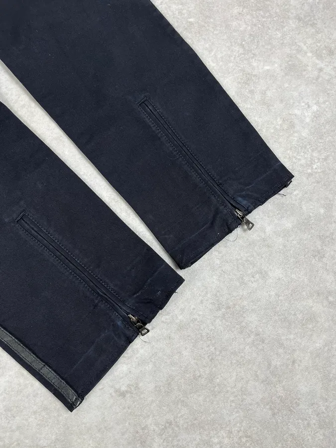 2000s Prada Black Leather Lines Pants - Image 10