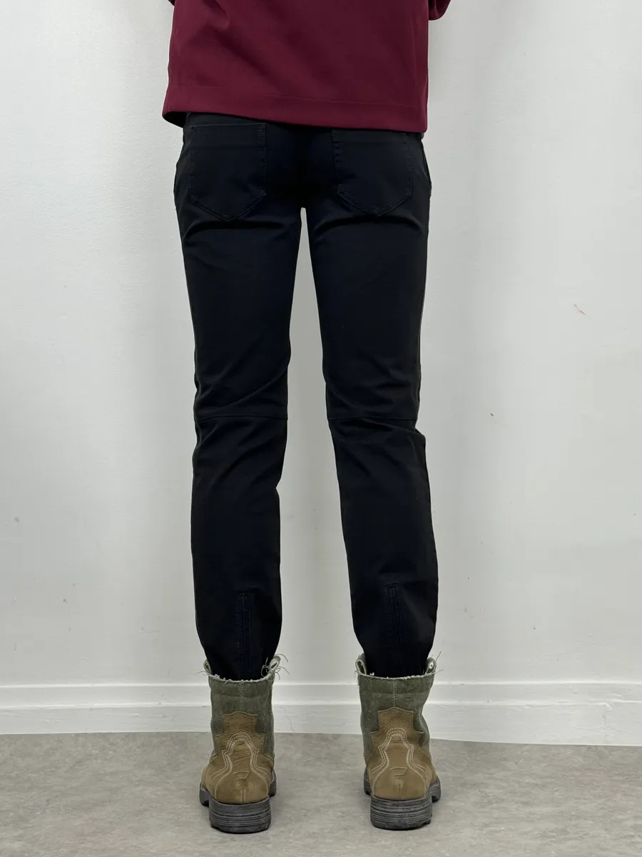 2000s Prada Black Leather Lines Pants - Image 3