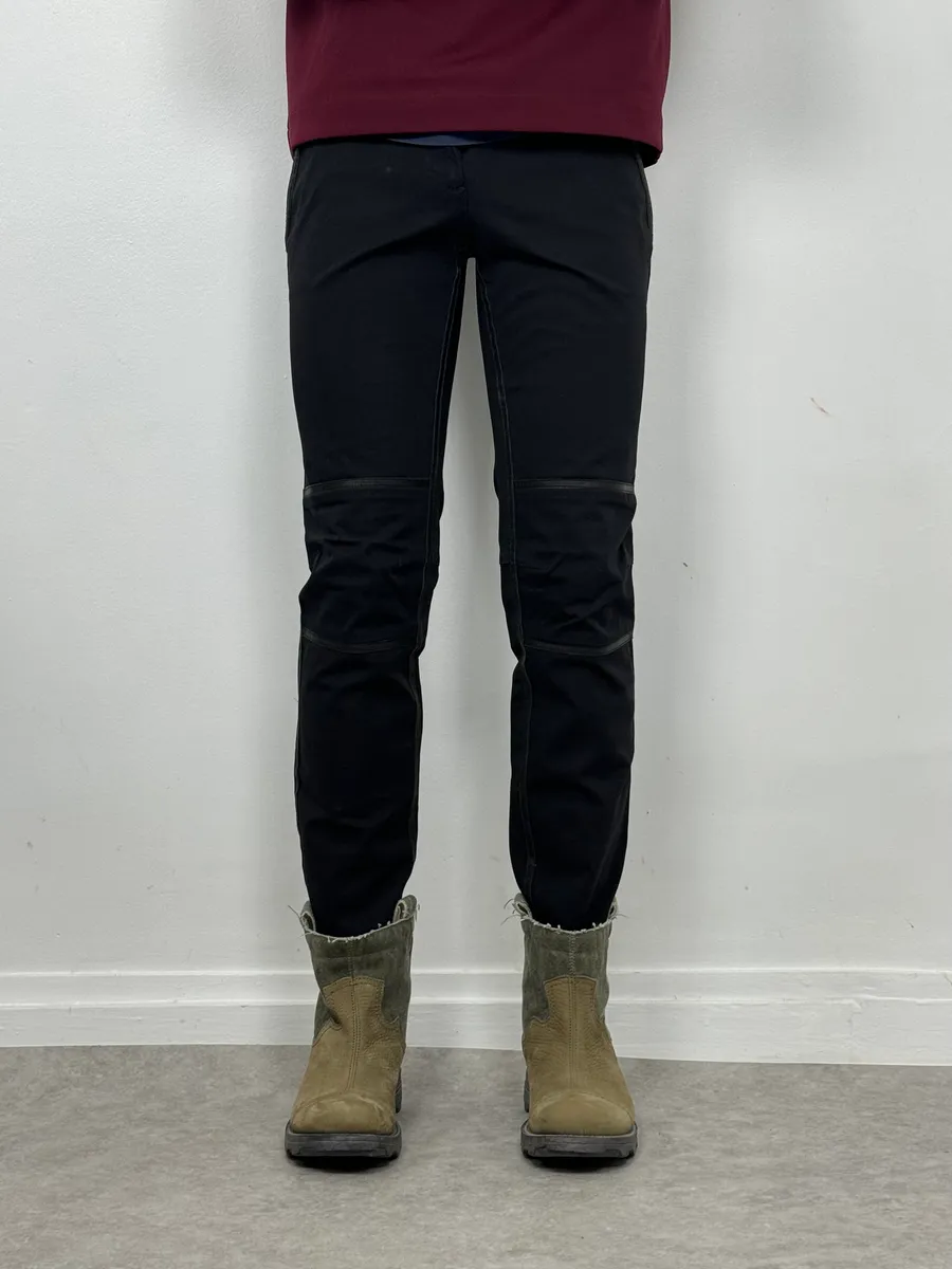 2000s Prada Black Leather Lines Pants - Image 4