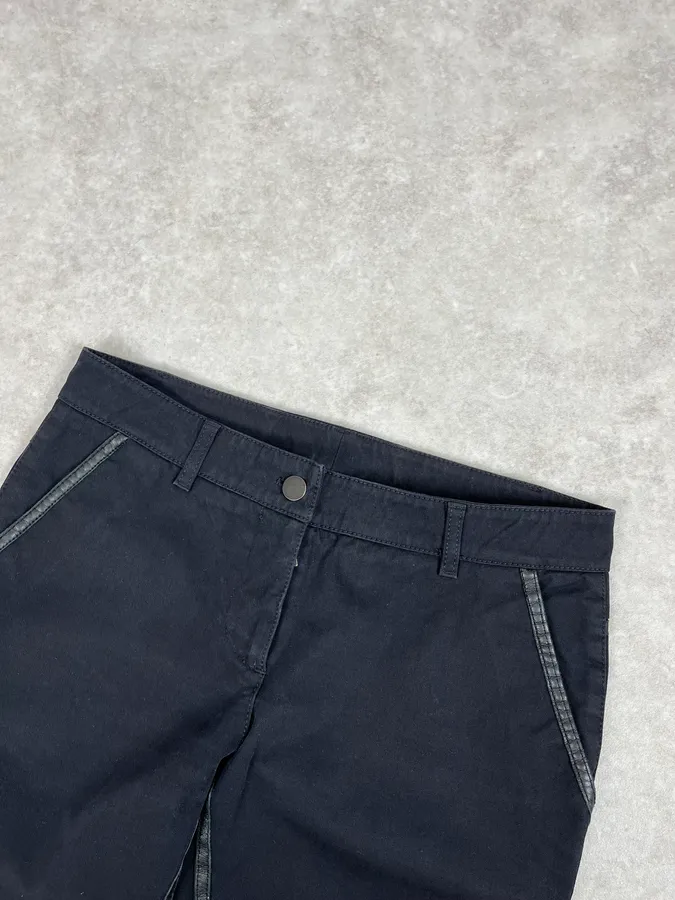 2000s Prada Black Leather Lines Pants - Image 6