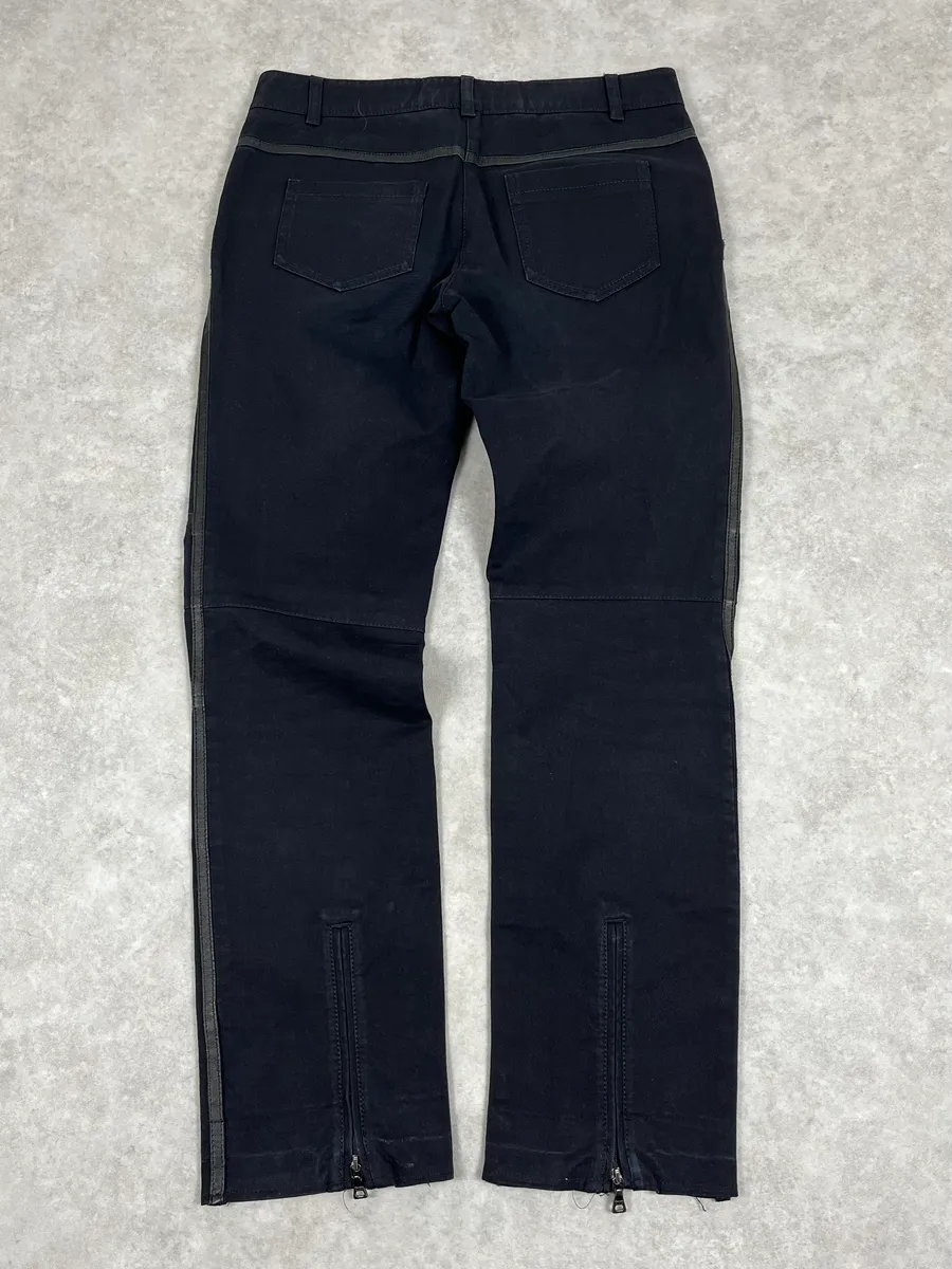 2000s Prada Black Leather Lines Pants - Image 7