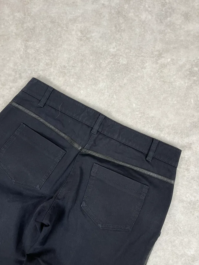 2000s Prada Black Leather Lines Pants - Image 8