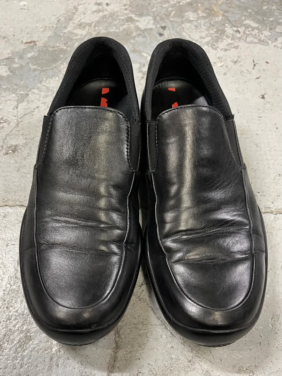 2000s Prada Black Leather Loafers - Image 5
