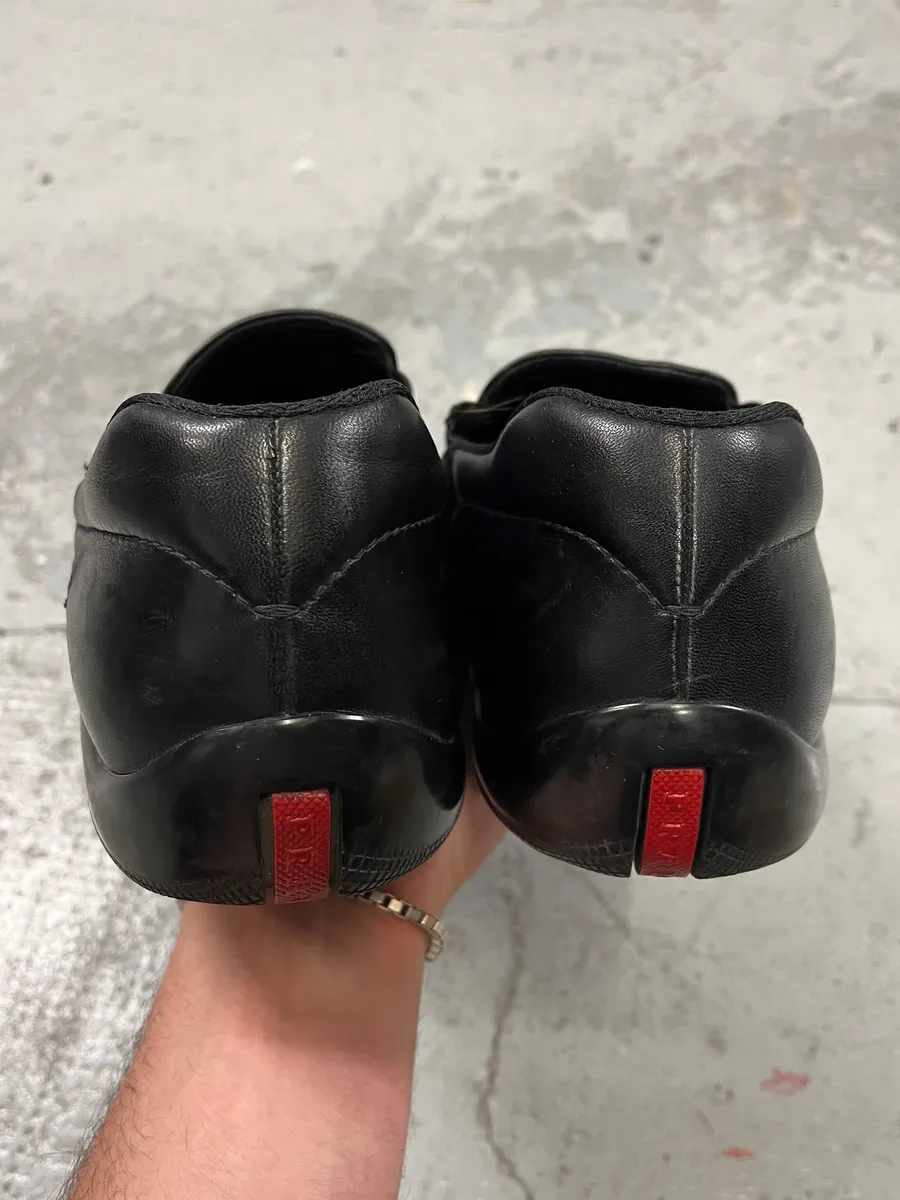 2000s Prada Black Leather Loafers - Image 6