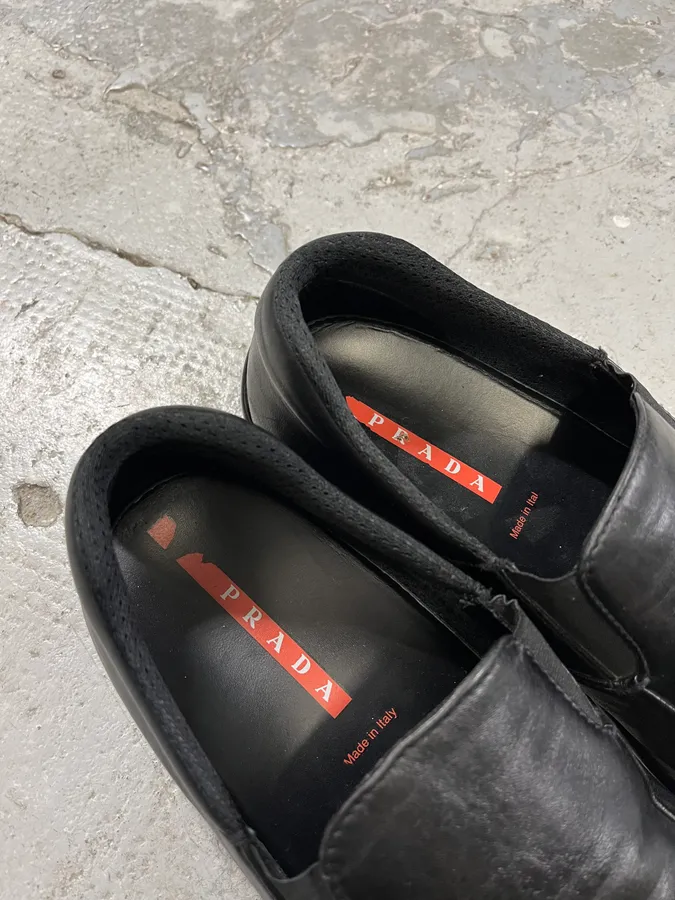 2000s Prada Black Leather Loafers - Image 8