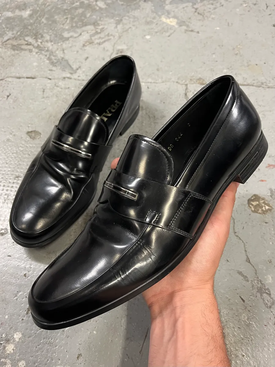 2000s Prada Black Leather Loafers