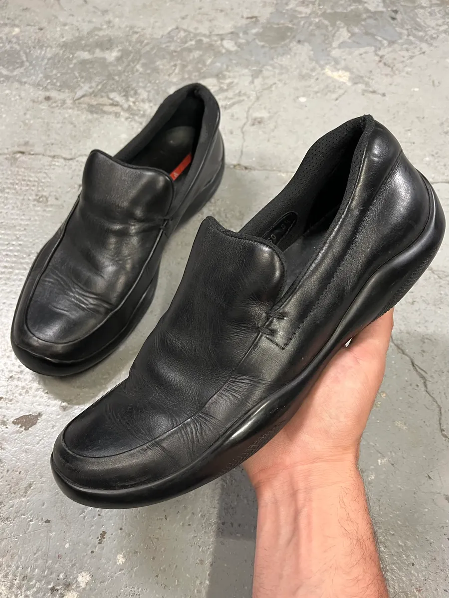 2000s Prada Black Leather Loafers