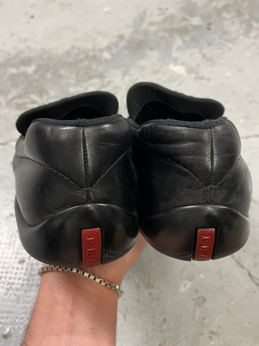 2000s Prada Black Leather Loafers - Image 5