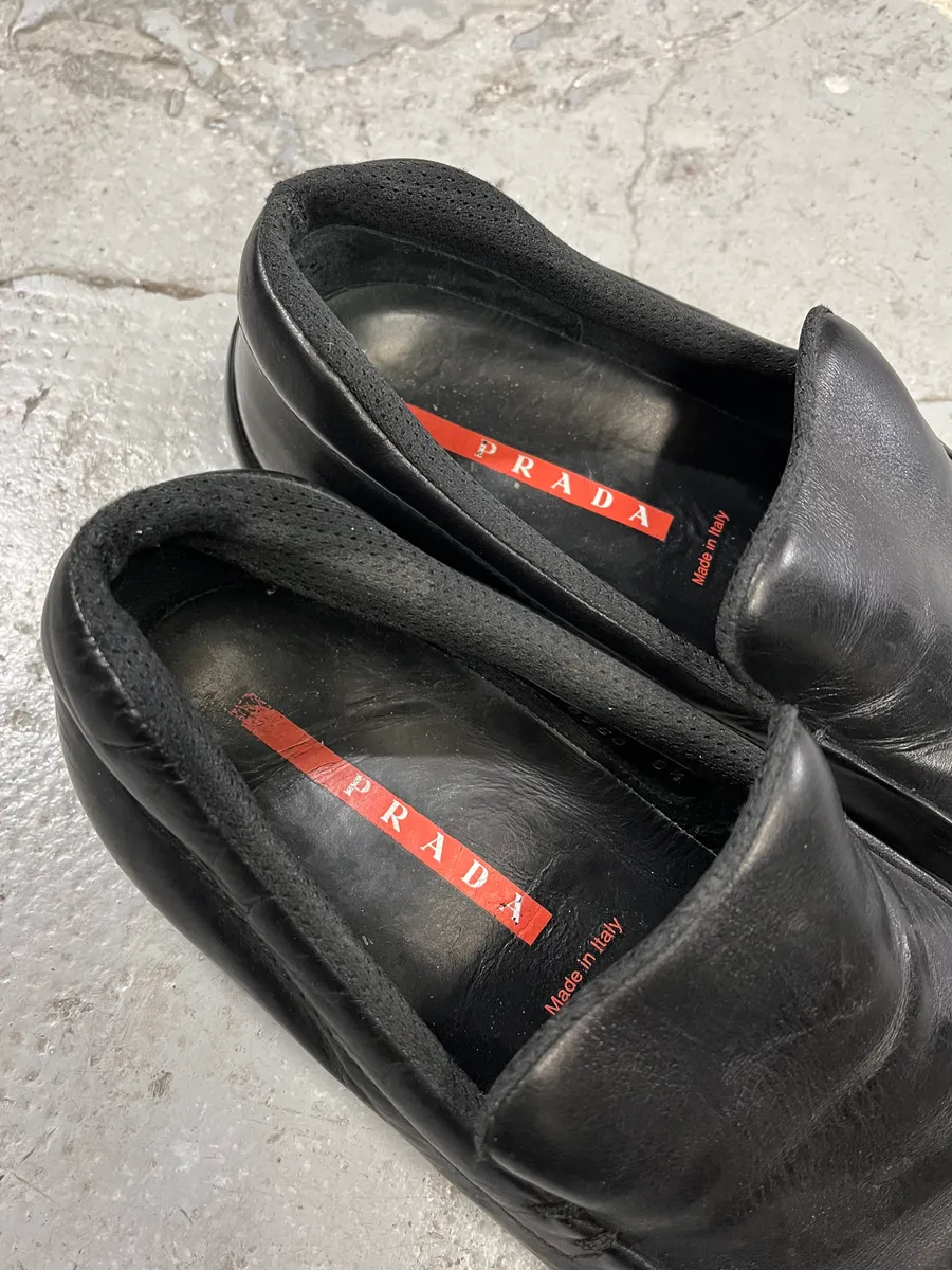 2000s Prada Black Leather Loafers - Image 6