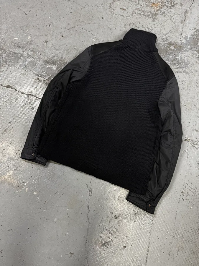 2000s Prada Black Leather & Nylon Zip-up Jacket - Image 6