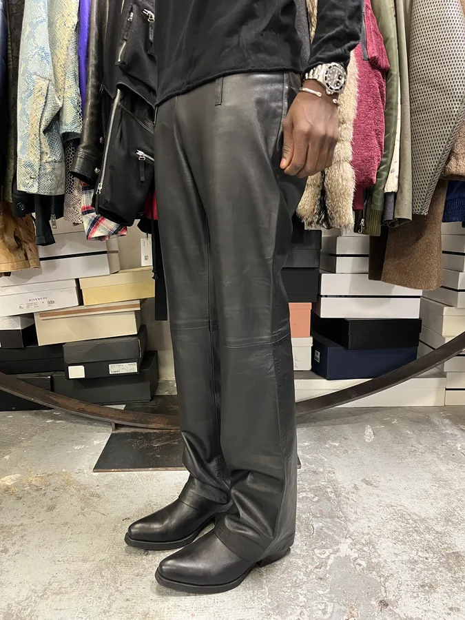 2000s Prada Black Leather Pants - Image 2