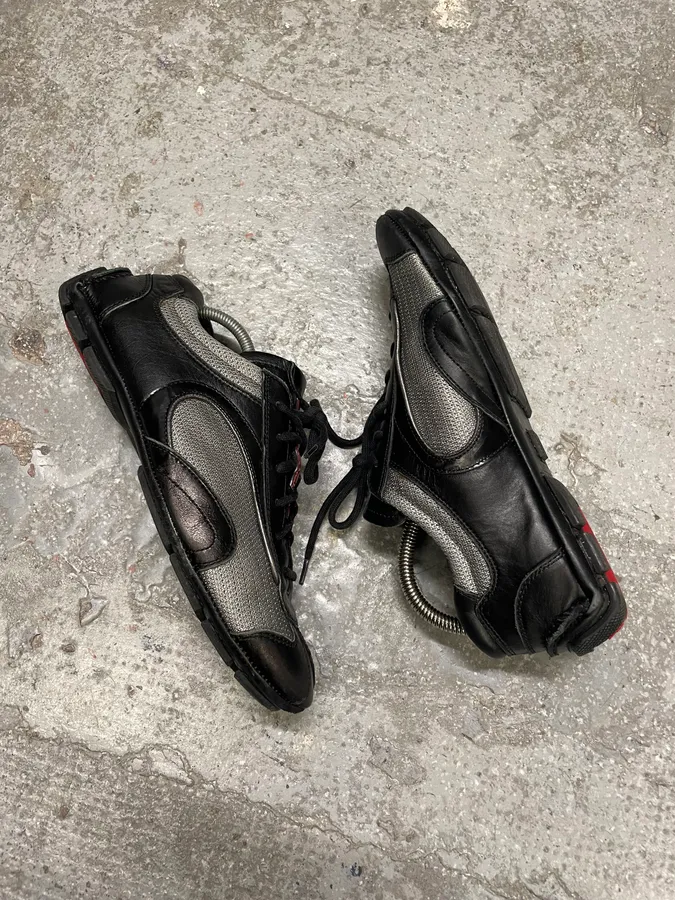 2000s Prada Black Leather Sport Low Sneakers - Image 6