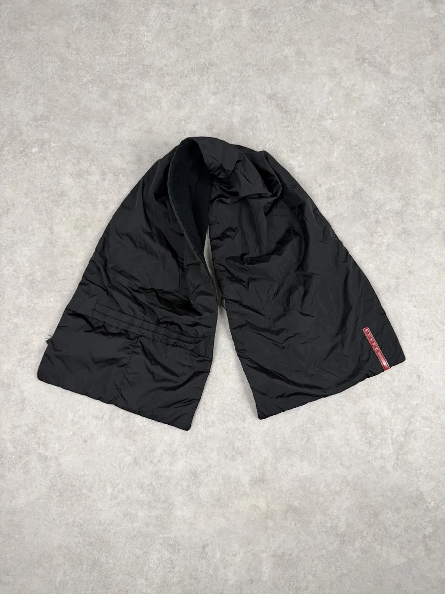 2000s Prada Black Linea Rossa Nylon Scarf - Image 3