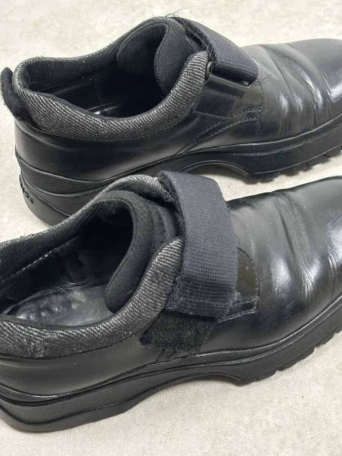 2000s Prada Black Loafer Velcro Leather Boots - Image 7