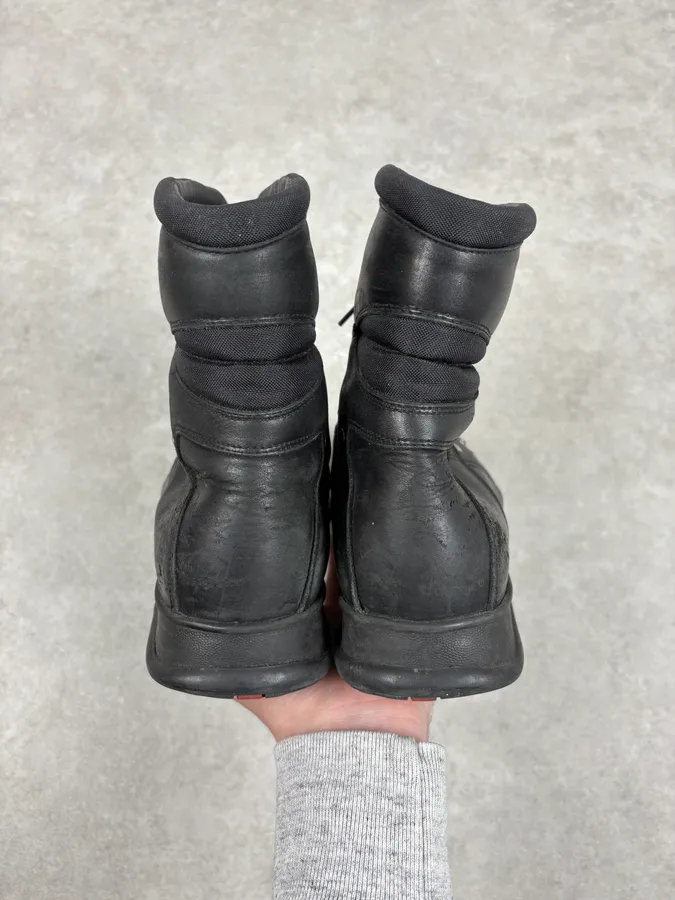 2000s Prada Black Metallic Leather Boots - Image 7