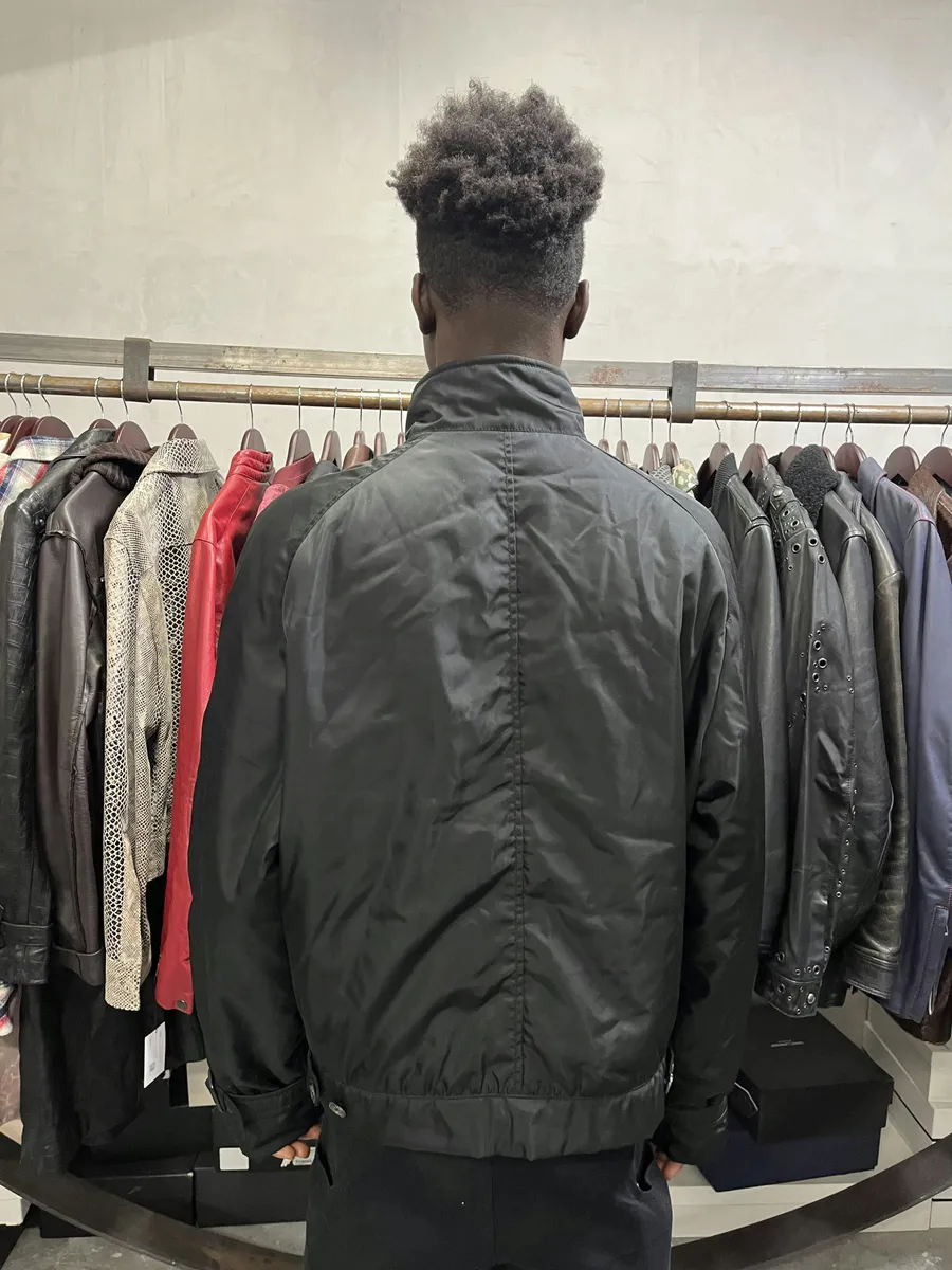 2000s Prada Black Minimalist Biker Nylon Jacket - Image 2