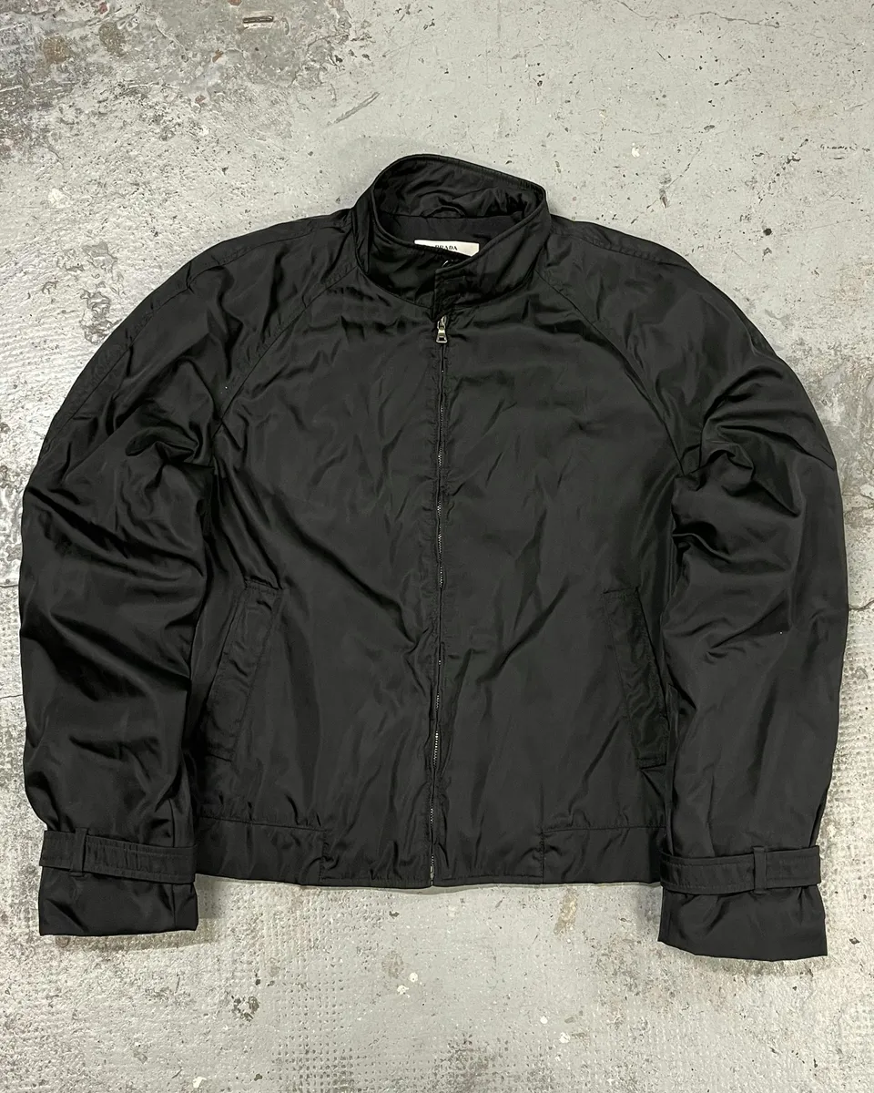 2000s Prada Black Minimalist Biker Nylon Jacket - Image 3
