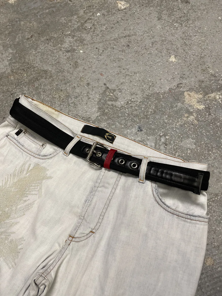 2000s Prada Black Minimalist Hybrid Leather Belt