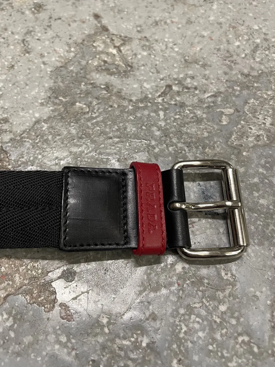 2000s Prada Black Minimalist Hybrid Leather Belt - Image 3