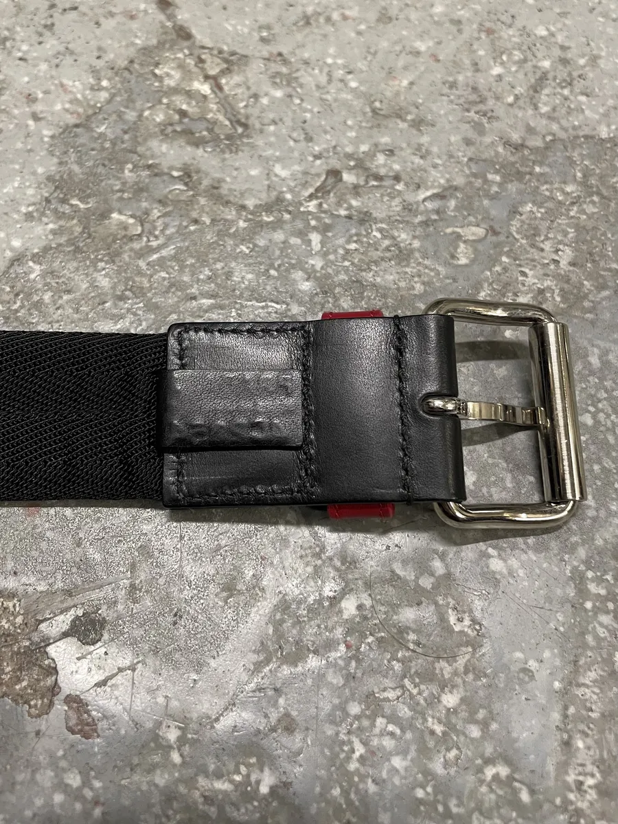 2000s Prada Black Minimalist Hybrid Leather Belt - Image 4