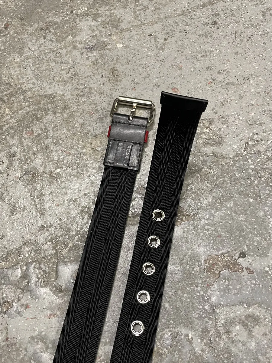 2000s Prada Black Minimalist Hybrid Leather Belt - Image 6