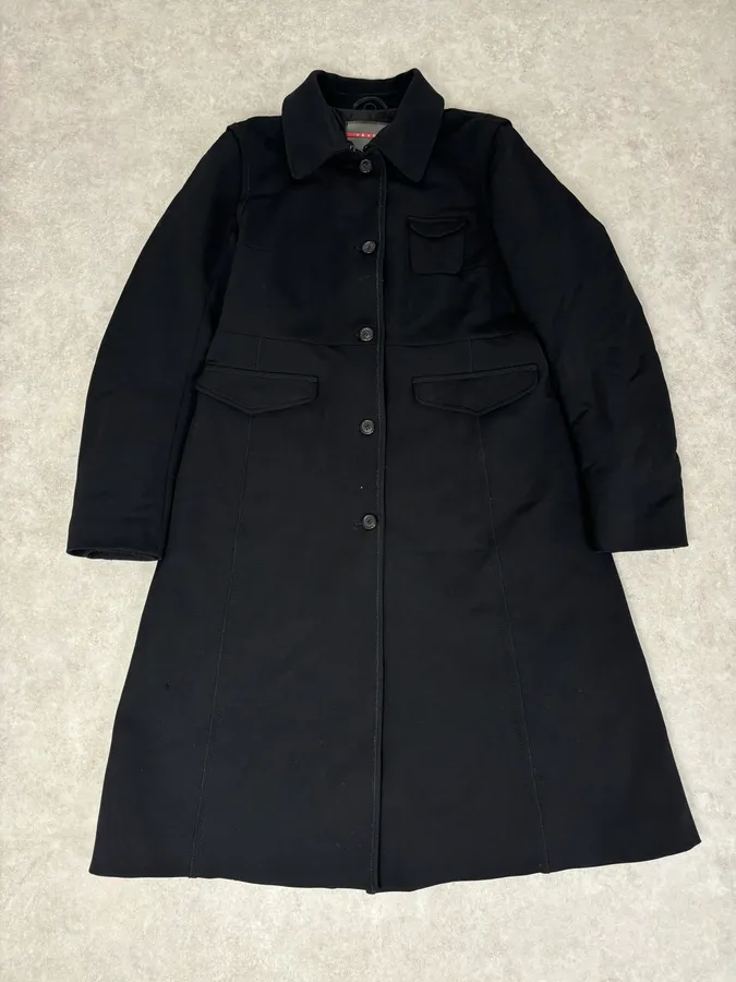 2000s Prada Black Nylon Long Premium Jacket