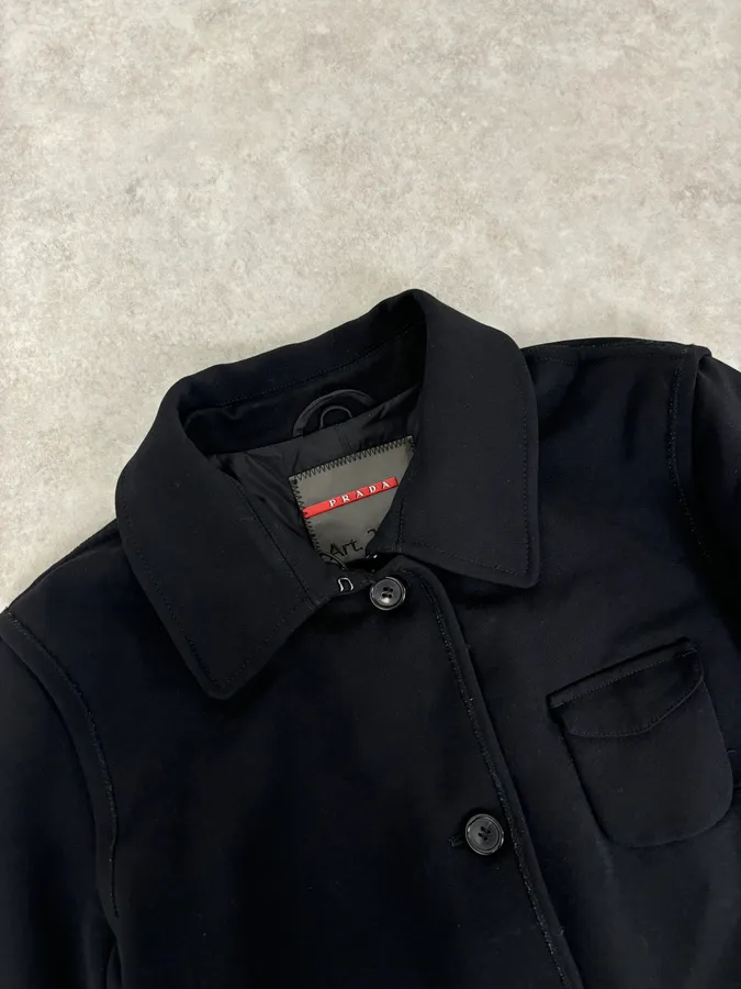 2000s Prada Black Nylon Long Premium Jacket - Image 4