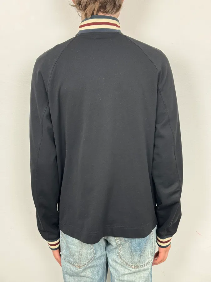2000s Prada Black Nylon Striped Collar Track Jacket - Image 3